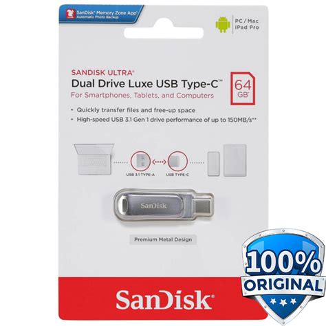 Sandisk Ultra Dual Drive Luxe Usb Type C 31 Flashdisk 64gb Sdddc4