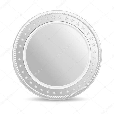 Realistic Silver Coin Blank Coin With Shadow Front View Stock Vector