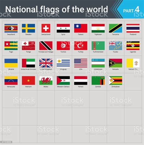 All National Flags Of The World With Names High Quality Vector Flag