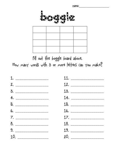 Boggle Word Games Activity Shelter