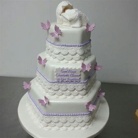 Custom Lace Butterflies Bassinet Baptism Cake Etobicoke