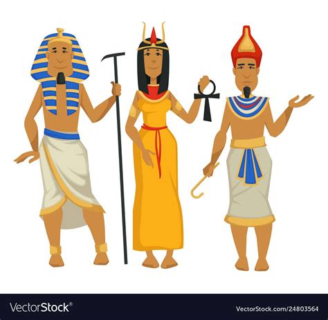 Egyptian Kings And Queen Pharaohs And Cleopatra Isolated Male And Female Characters Vector