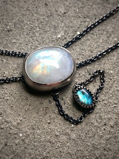 Moonstone And Labradorite Lariat Necklace