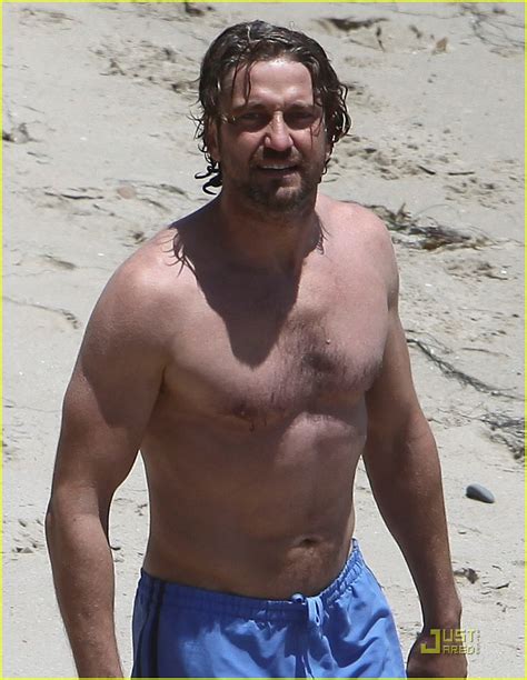 Gerard Butler Shirtless Stroll With Mystery Gal Photo Gerard Butler Shirtless