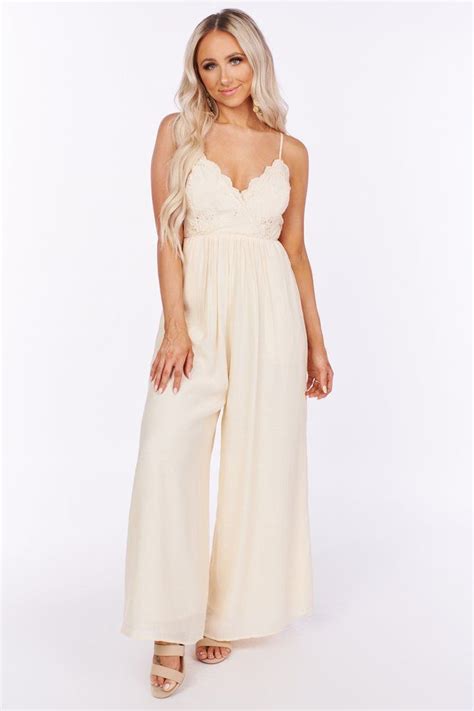 Running Out Of Reasons Eyelet Jumpsuit Cream Lace Jumpsuit