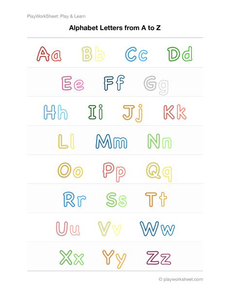 Outlines Of Alphabet Letters From A To Z In Upper And Lower Cases