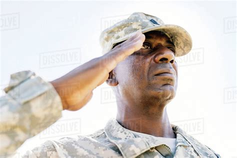 Black Soldier Saluting Stock Photo Dissolve