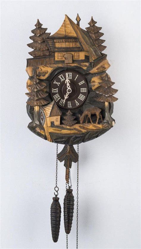Swiss Cuckoo Wall Clock With Chalet Scene 20th Century Clocks Wall