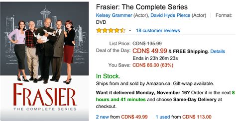 Amazon Canada Black Friday Deals Of The Day: Save 63% On Frasier: The ...
