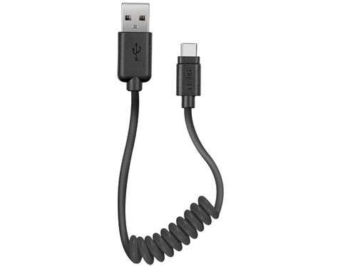 SBS Spiral Daten und Ladekabel USB 2 0 auf Typ C Länge 17 bis 50 cm