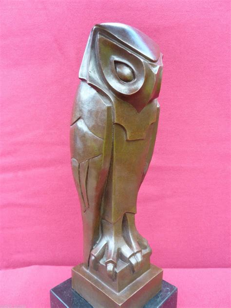 Art Deco Cubist Stylised Bronze Owl