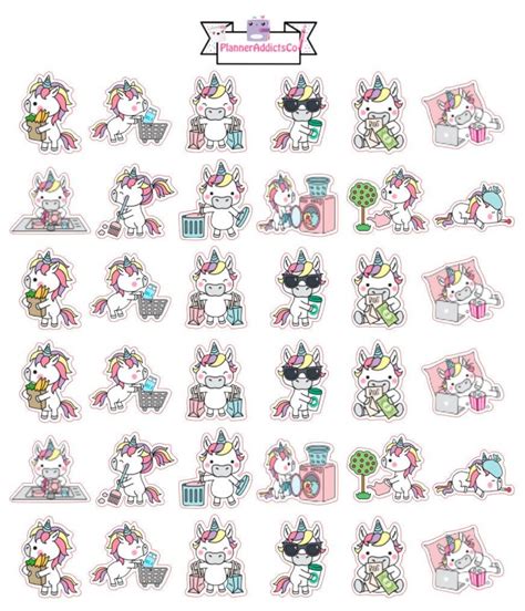 Kawaii Unicorn Daily Chores Reminders Planner Stickers Etsy Canada