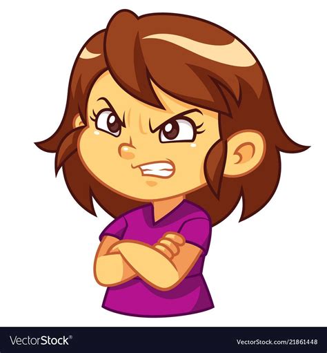 Angry Girl Expression Royalty Free Vector Image Kids Vector Dog Vector