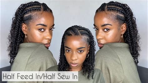Half Feed Ins Half Sew In No Leave Out DIY Trending Hairstyle