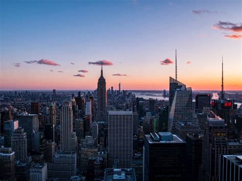Desktop wallpaper cityscape, evening, buildings, new york, hd image ...