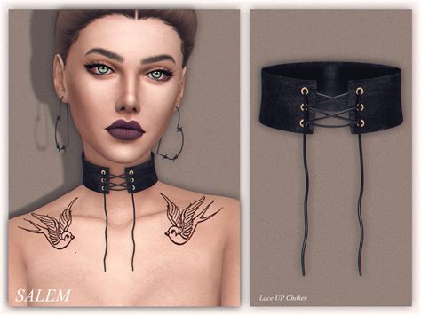 Lace Up Choker Ts4suede Lace Up Black Choker 2 Swatches Hq Texture