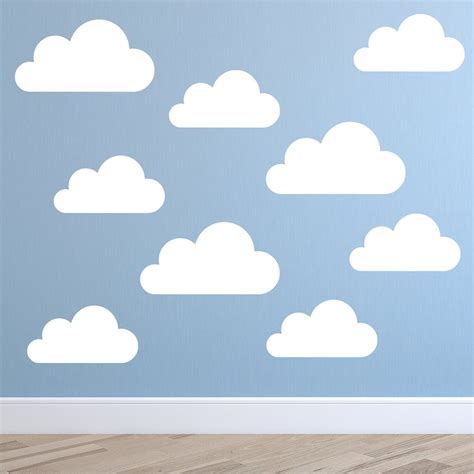 Set Of Large Clouds Wall Decal Nursery Wall Decal Childs Etsy