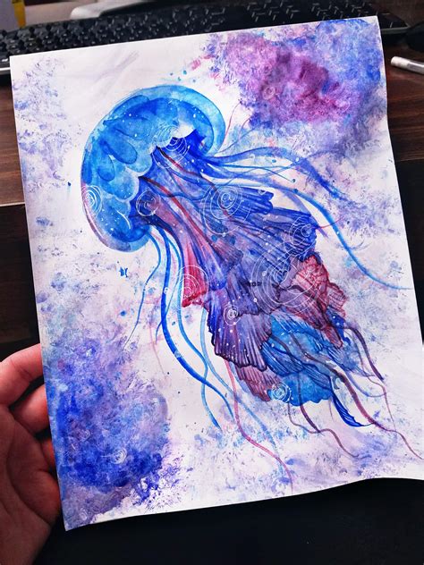 Jellyfish I Painted On My Free Time At Work Rwatercolor