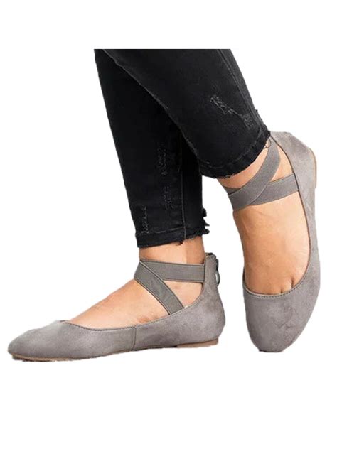 Upairc Women Ballet Ballerina Dance Shoes Ankle Strap Slip On Flat Sandals Shoes