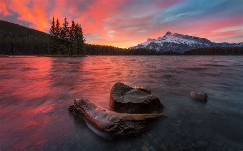 Download Wallpapers Lake Sunset Forest Usa Mountain For Desktop