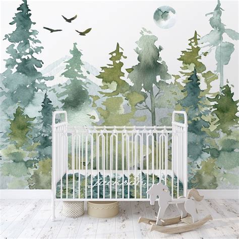 Woodland Wallpaper Peel And Stick Removable Baby Boy Nursery Decor