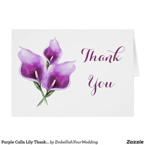 Purple Calla Lily Thank You Card Zazzle Purple Calla Lilies Purple