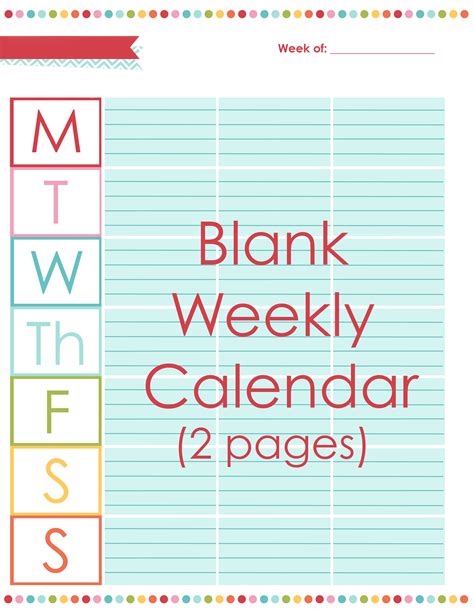 Blank Weekly Calendar A Bowl Full Of Lemons