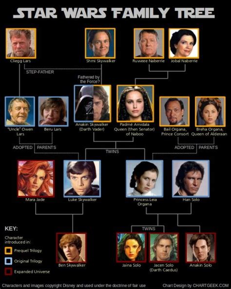 Let's review a family tree chart for the primary star wars characters that relate to anakin skywalker and padme amidala. star-wars-family-tree | My Media Board ! | Pinterest