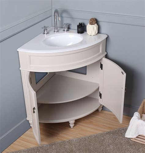 24 Benton Collection Thomasville Taupe Modern Corner Bathroom Vanity