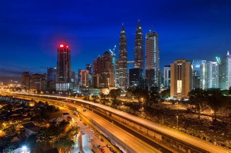 Vista Da Skyline Da Cidade De Kuala Lumpur Durante A Construção Dos