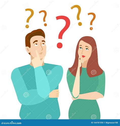 Cartoon Color Characters Persons Thinking Couple Concept Vector Stock
