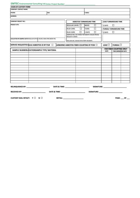 Top 31 Chain Of Custody Form Templates Free To Download In Pdf Format