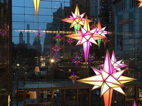 Christmas And New Year Holiday Decorations During Sunrise In Manhattan