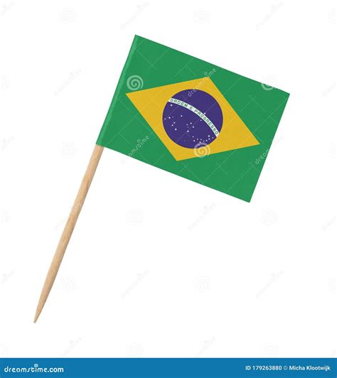 Small Paper Brazilian Flag On Wooden Stick Stock Photo Image Of