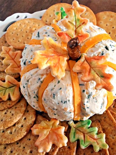Cheddar And Chive Pumpkin Cheese Ball Appetizer Recipes Food