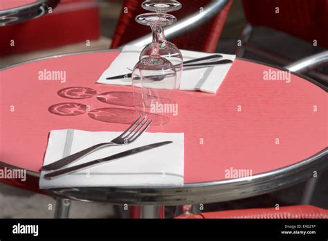 Tables And Chairs Set Up For Lunch Outside Cafe In Bordeaux France