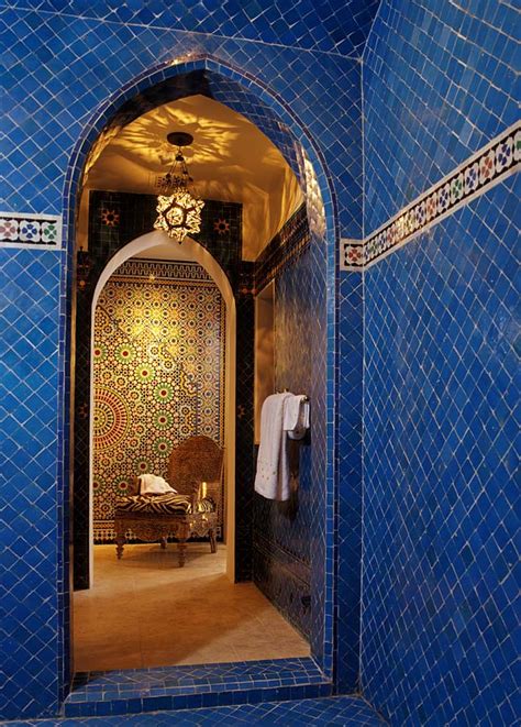 Suitable for both walls and floors you can give your imagination full rein to explore the possibilities. To da loos: Moroccan dreams blue bathroom