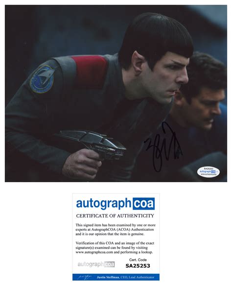 Zachary Quinto Star Trek Signed Autograph 8x10 Photo Acoa 5 Outlaw Hobbies Authentic Autographs