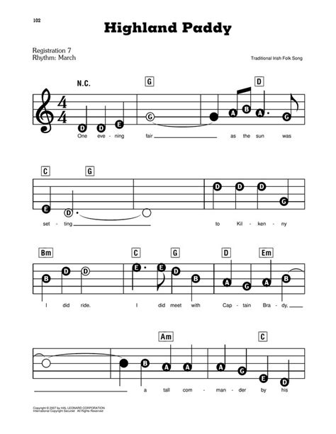 Traditional Irish Folk Song Highland Paddy Sheet Music And Printable