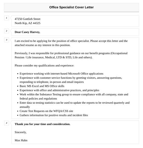 Office Specialist Cover Letter Velvet Jobs