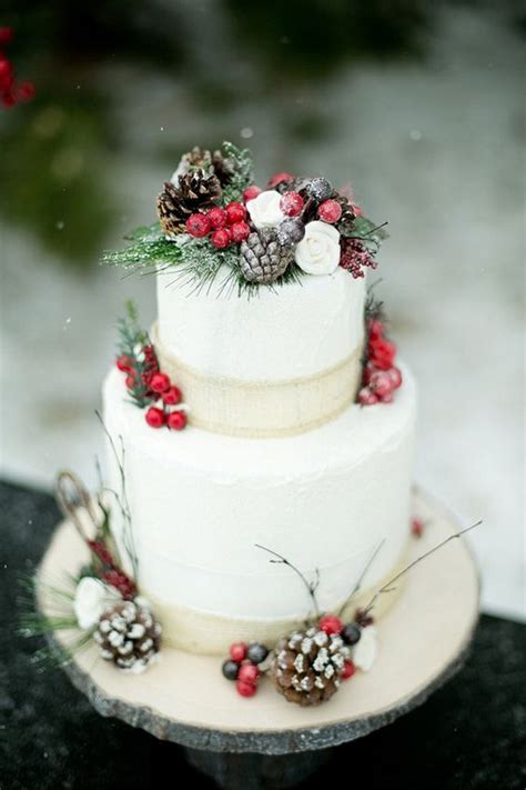 Christmas Themed Winter Wedding Cake Emmalovesweddings