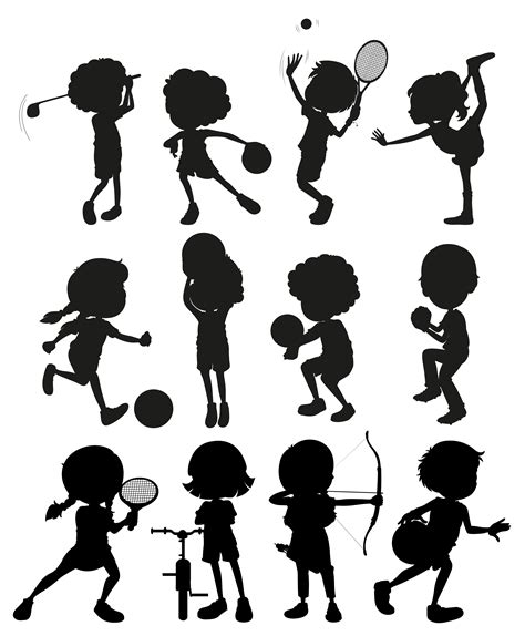 Silhouette Kids Playing Different Sports 413232 Vector Art At Vecteezy