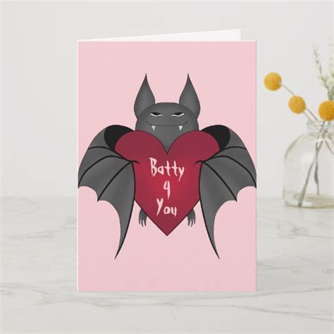 Funny Cute Goth Valentines Day Batty For You Holiday Card Zazzle