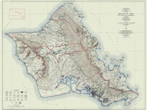 Historical Topographical Maps Oahu Hawaii Hi By Usgs 1938