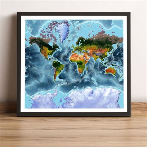 World Map Mercator Projection Vintage World Map World Relief Map