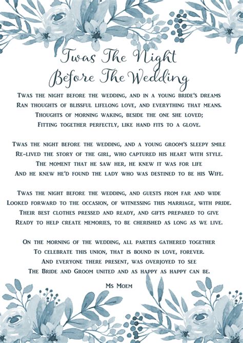 Twas The Night Before The Wedding Ms Moem Poems Life Etc