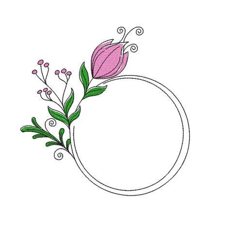 Flower Frame Embroidery Design Embroidery Pattern Wreath Etsy