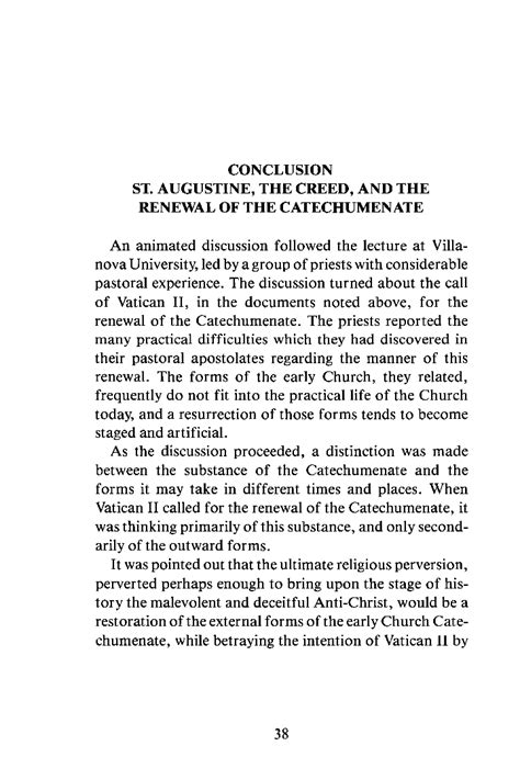Conclusion St Augustine The Creed And The Renewal Of The