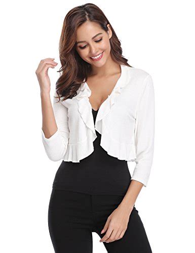 Livraison rapide produits de qualité à petits prix aliexpress : Veste Femme Court Boléro Gilet Manches 3/4 à Volants ...