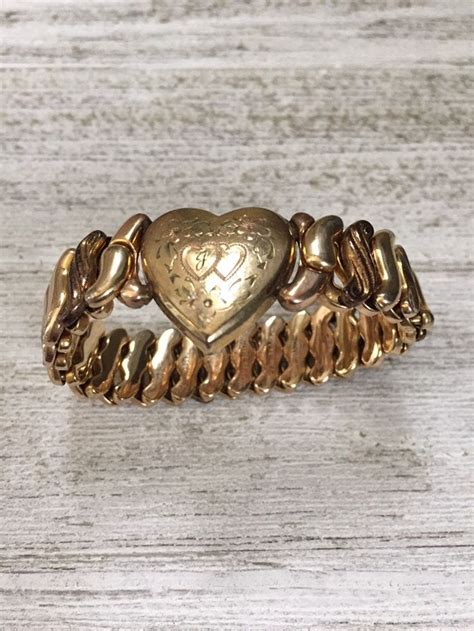expandable sweetheart bracelet vintage wwii heart jewelry etsy heart jewelry vintage